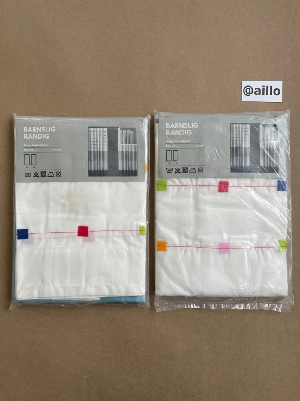 4 IKEA BARNSLIG RANDIG Short curtains, multicolor